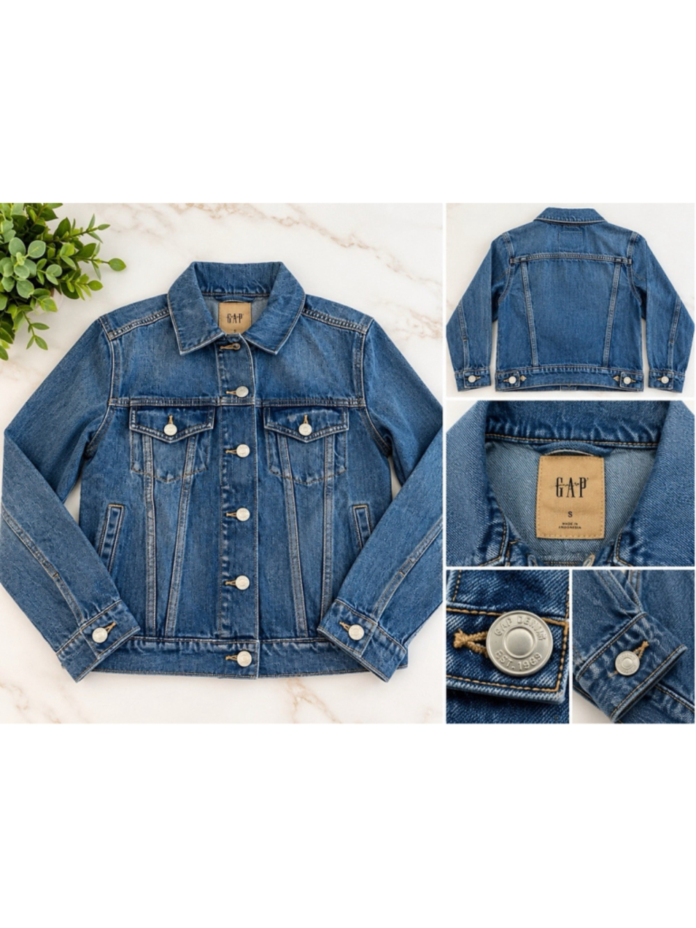 GAP JEANS Icon Jacket Trucker MEDIUM WASH Denim 100% Cotton Classic SIZE S